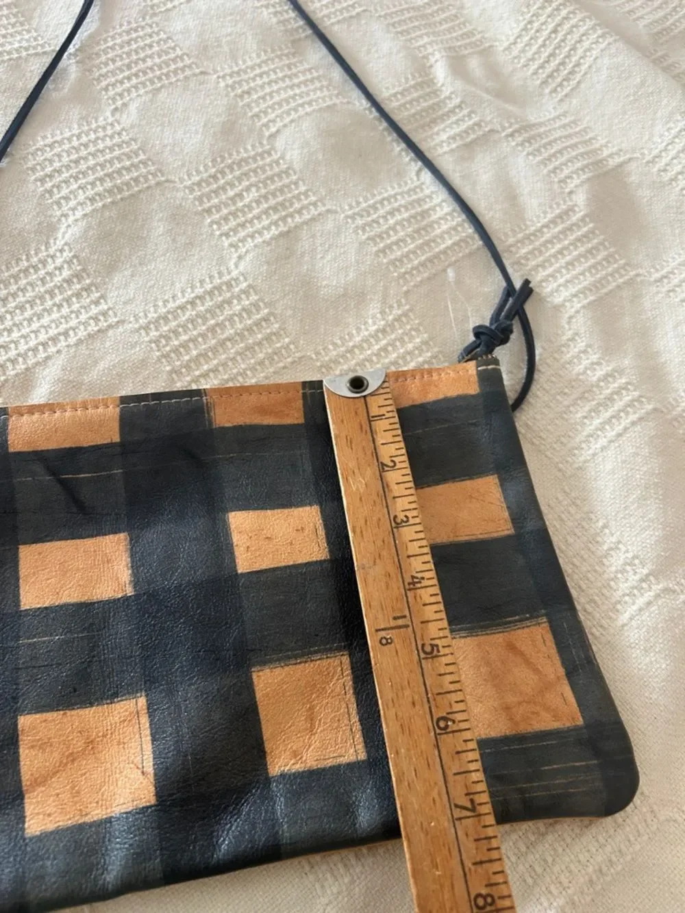 Pine & Boon leather crossbody bag soft, hand-painted leather zipper closure.